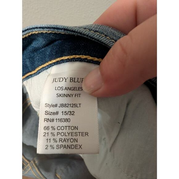 Judy Blue Womens Light‎ Wash Distressed Skinny Jeans Size 32 Blue Grunge Rocker - Picture 10 of 11